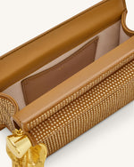 Holly 人工クリスタル メタルチャーム付きクラッチ - シャンパン