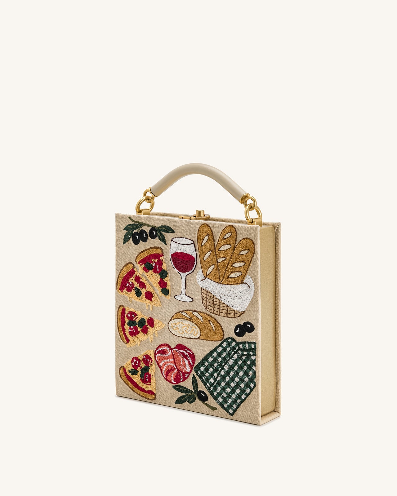 Elle ピクニック柄 ブック トップハンドルバッグ - カーキ