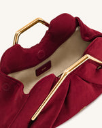 Lila フェイクスエード メタルフレーム クラッチ - レッド