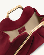 Lila フェイクスエード メタルフレーム クラッチ - レッド