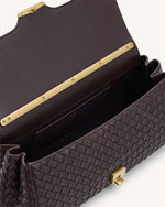 Eloise 編み込みショルダーバッグ - ダークブラウン