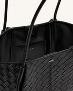 Nala ワイド編み込みトートバッグ - ブラック
