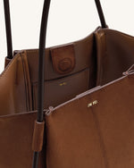 Nala フェイクスエードワイドトートバッグ - ブラウン