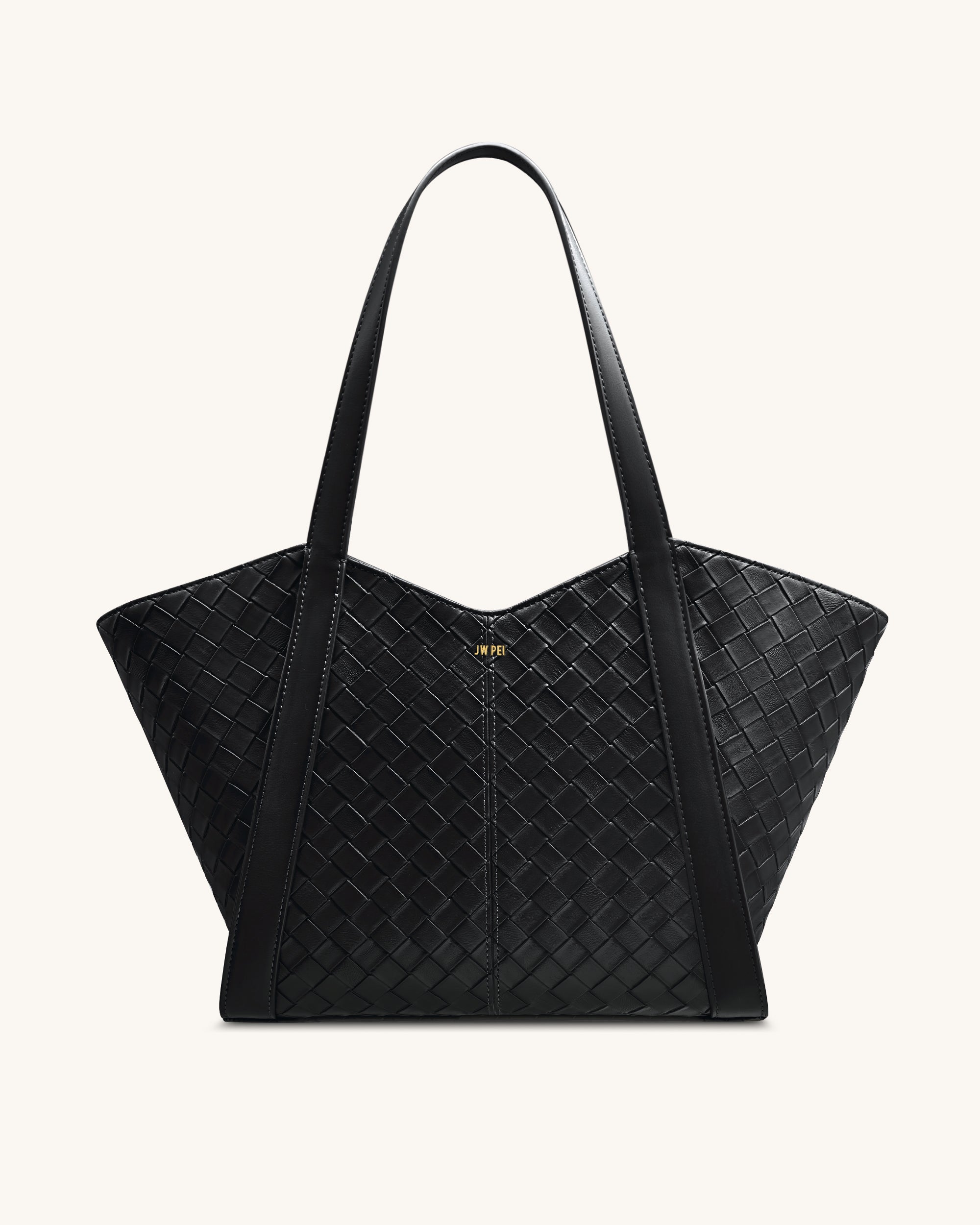 Kiana 大容量編み込みトートバッグ - ブラック - JW PEI Japan Kiana 大容量編み込みトートバッグ - ブラック - JW PEI Japan