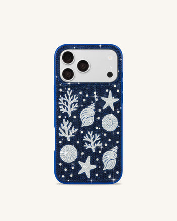 Ocean シェル 人工クリスタル スマホケース - ブルー