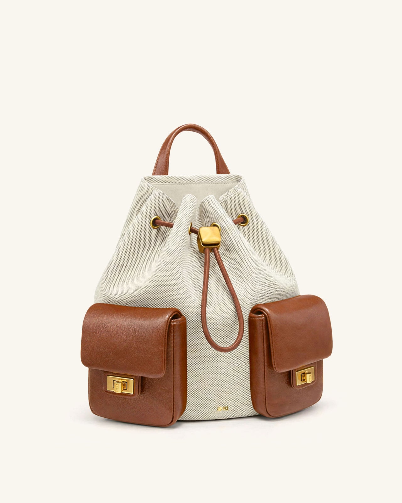 Avery ドローストリング ユーティリティバックパック – アイボリーブラウンキャンバス