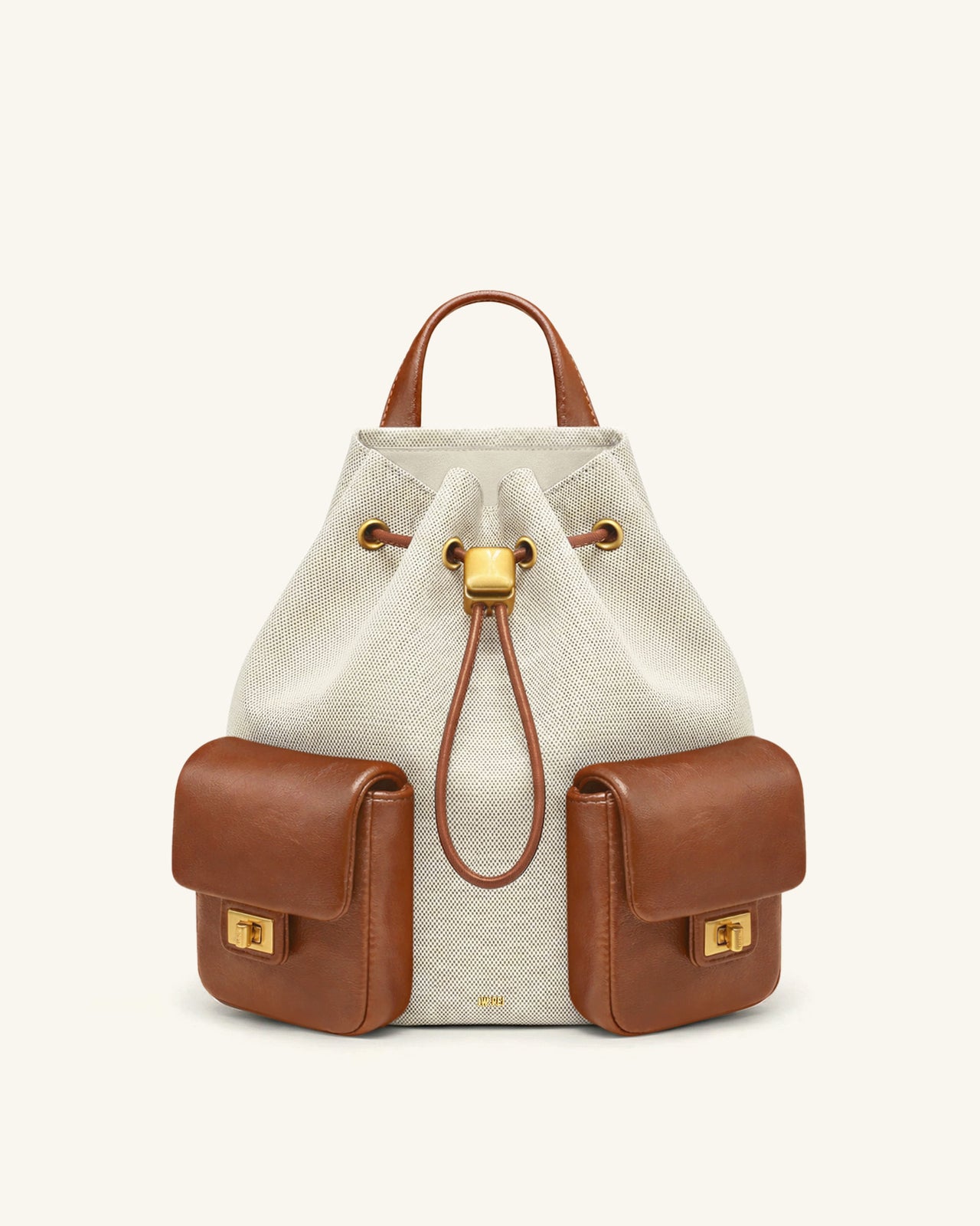 Avery ドローストリング ユーティリティバックパック – アイボリーブラウンキャンバス