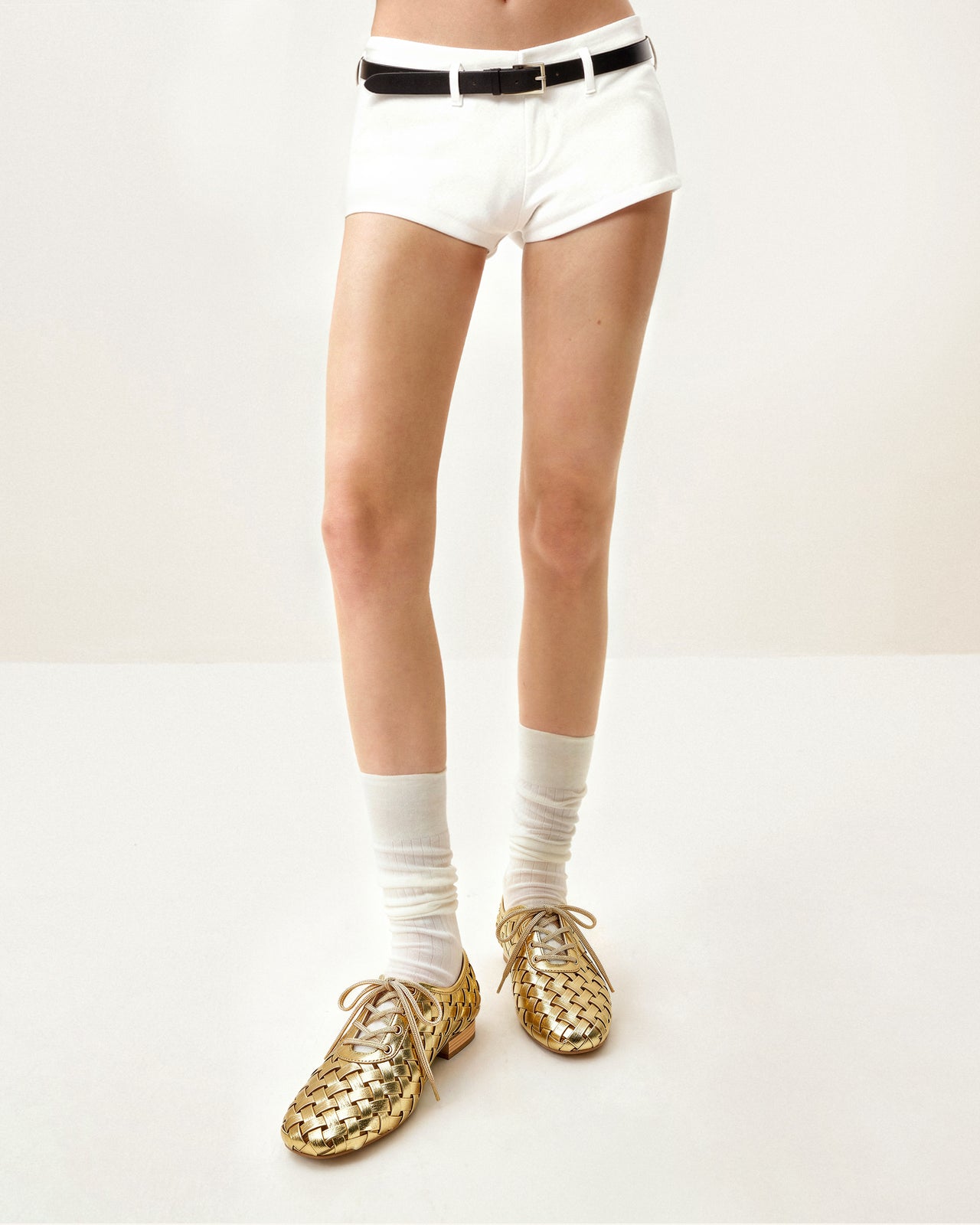 Kayla ウィーブストラップフラットシューズ - ゴールド