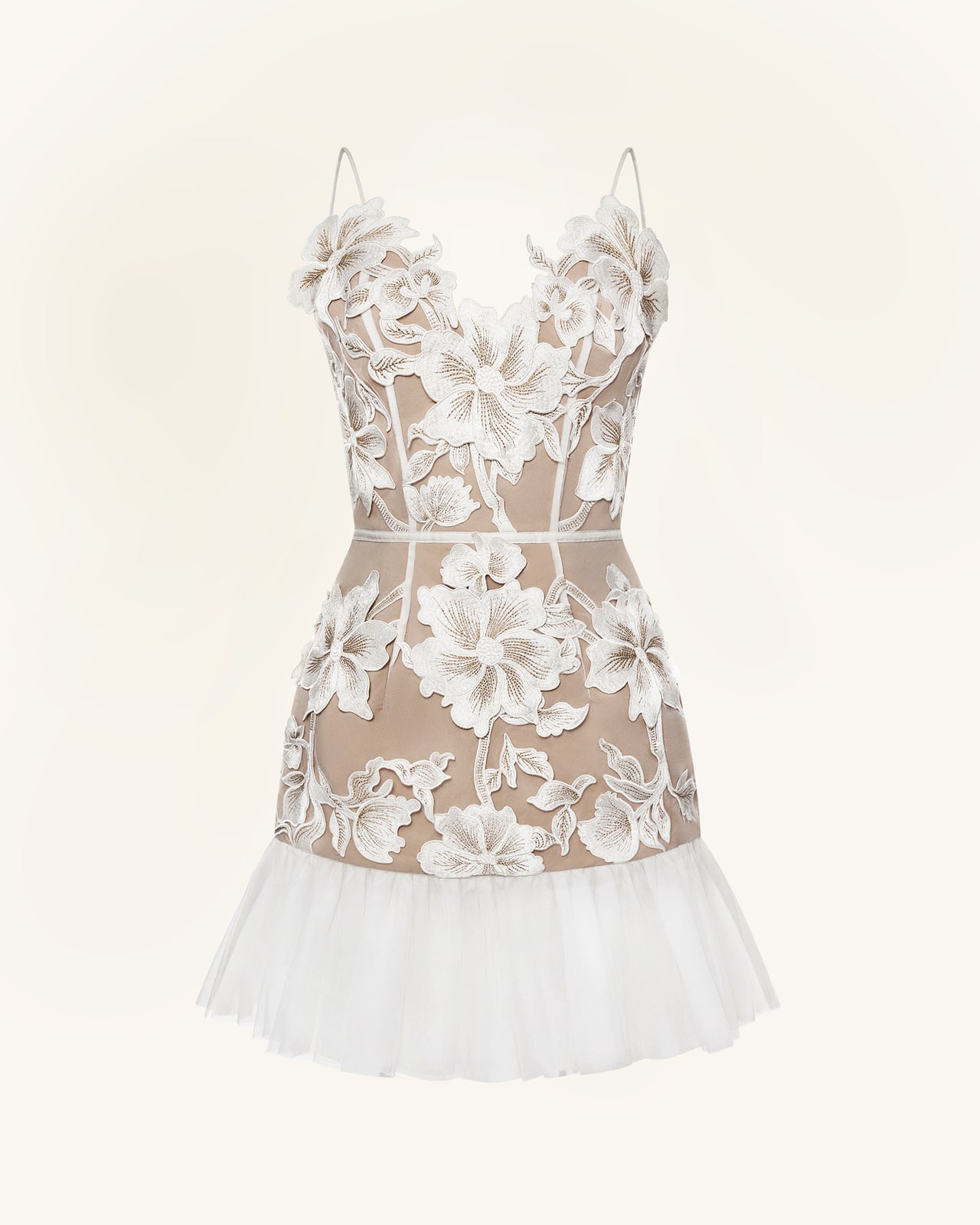 フローラルスリングミニドレス - ホワイト