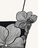 オーキッドアップリケ付きミニドレス - ブラック/シルバー