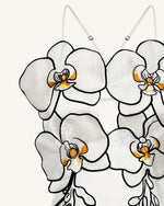 オーキッド刺繍ドレス - ホワイト/ブラック