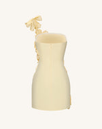 クロシェフローラルアップリケミニドレス - イエロー