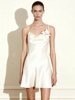 クリスタルフローラスリップドレス - ホワイト