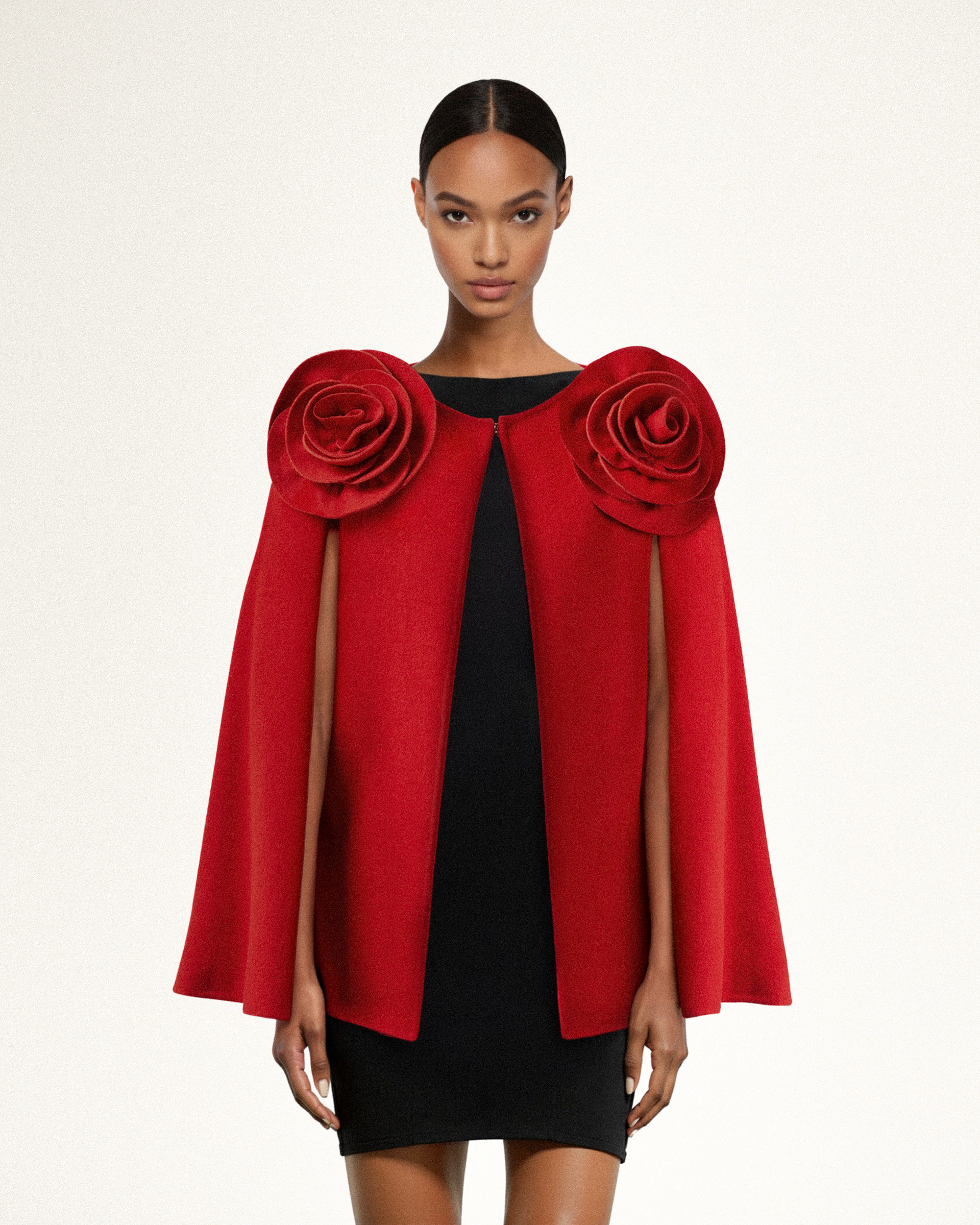 Admyra LONDON Red Label カシミヤ100% ケープコート Clara フローラルアップリケケープコート - レッド – JW PEI Japan