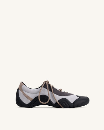 Caitlin フェイクスエード レースアップバレリーナスニーカー - グレーミックス