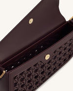 Addisyn カットアウト編み込みショルダーバッグ - バーガンディ