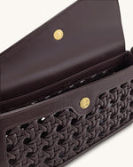 Addisyn カットアウト編み込みショルダーバッグ - バーガンディ