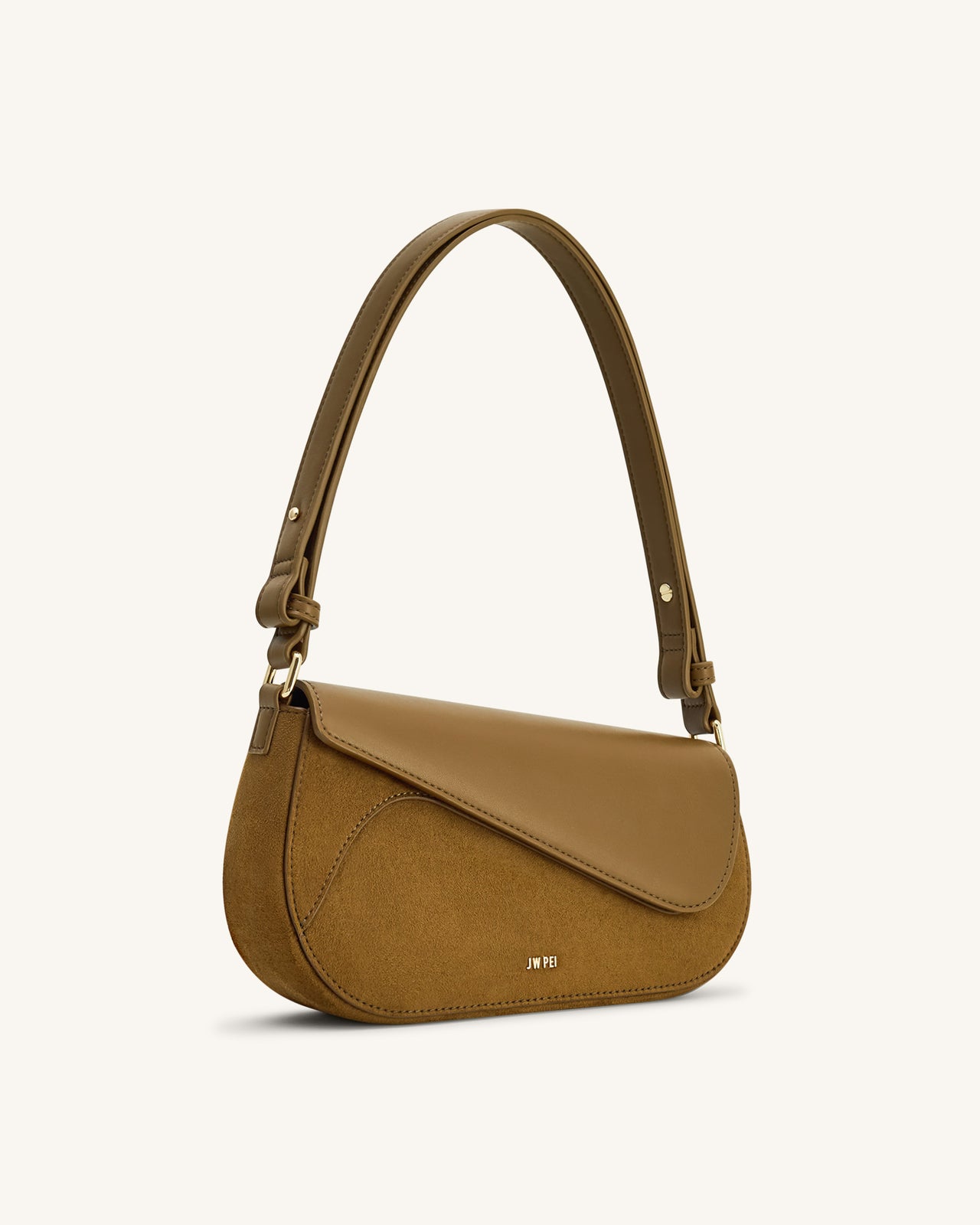 Addisyn フェイクスエードパネルショルダーバッグ - オリーブ