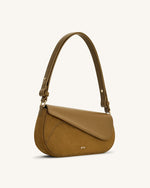 Addisyn フェイクスエードパネルショルダーバッグ - オリーブ