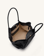 Hana ラージ ウィーブ トートバッグ - ブラック