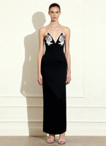 Ayliua スウィートハートネックラインのラインストーン装飾ブラックロングドレス - ブラック