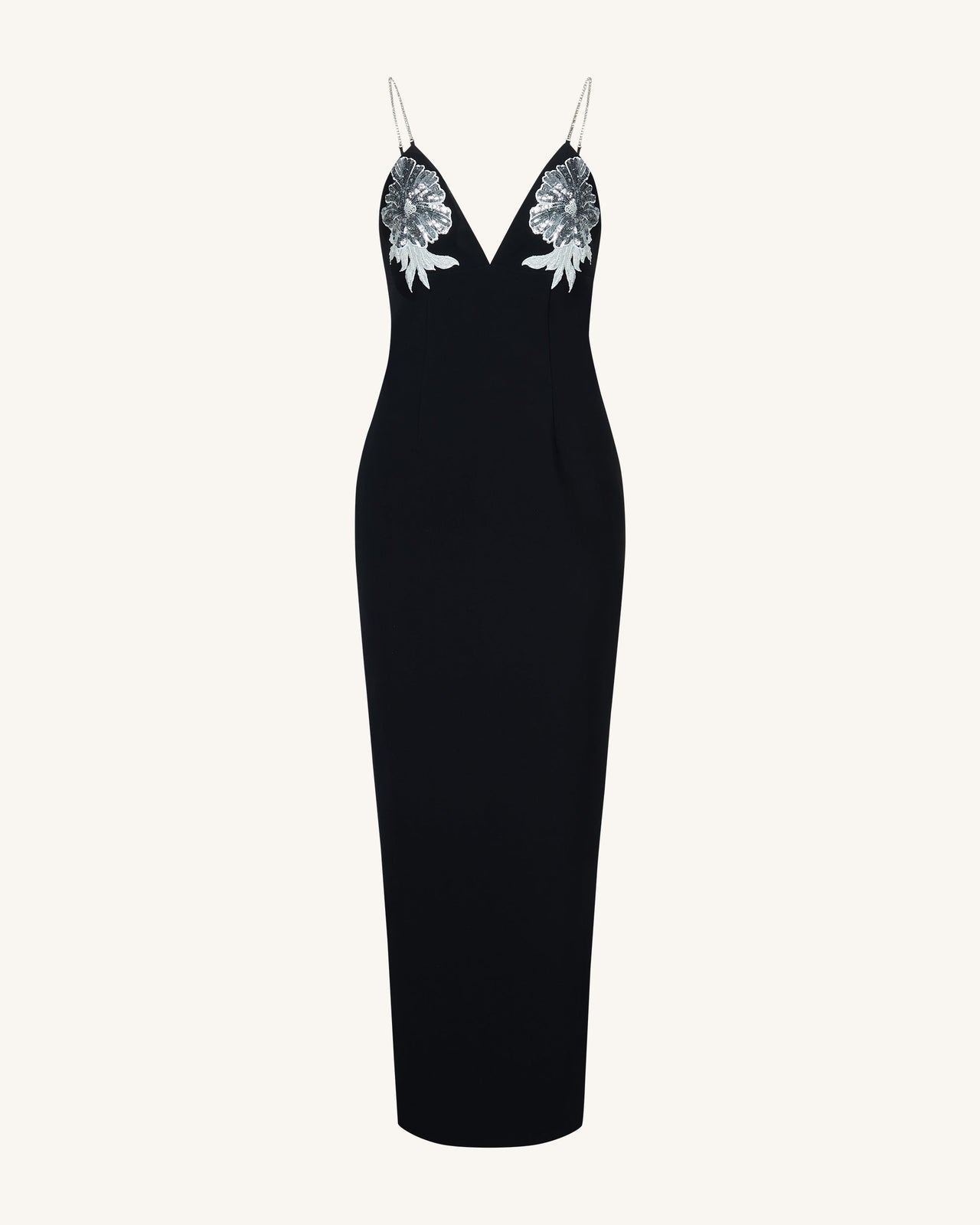 Ayliua スウィートハートネックラインのラインストーン装飾ブラックロングドレス - ブラック