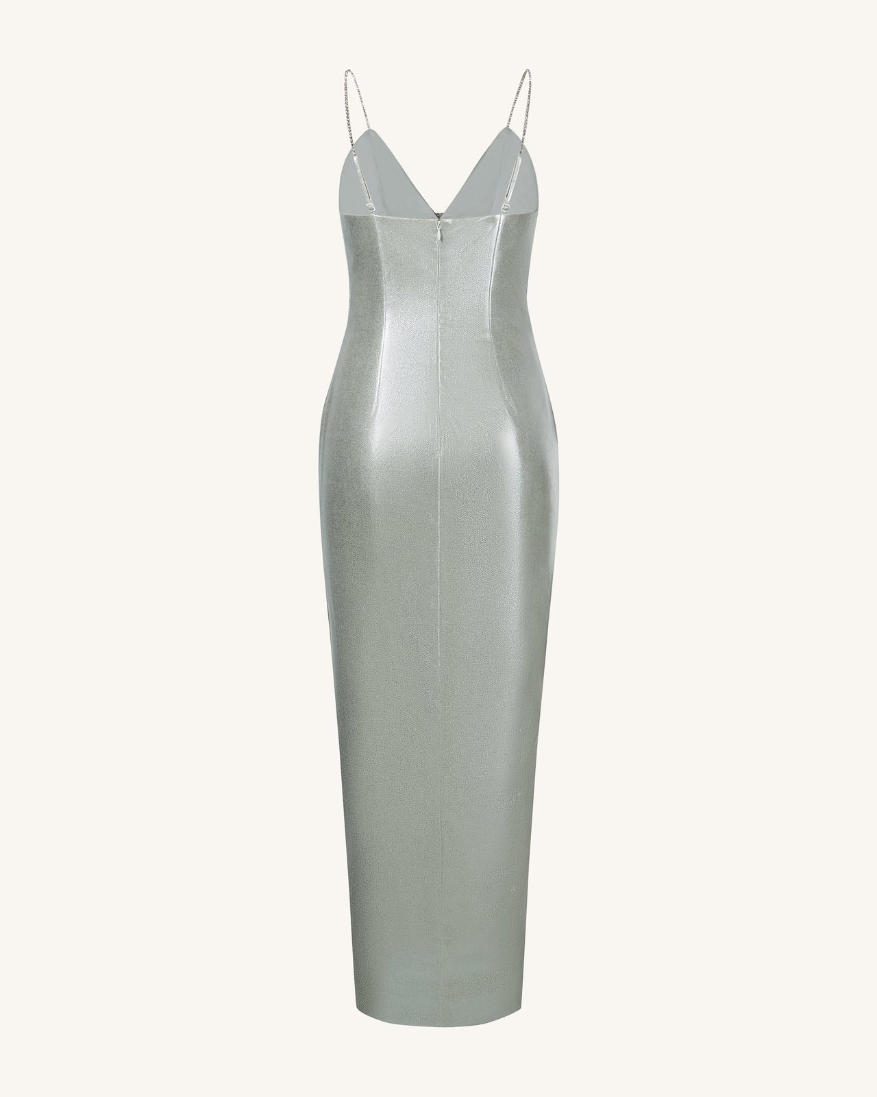 Ayliua スウィートハートネックラインのラインストーン装飾シルバーロングドレス - シルバー