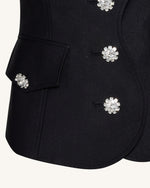 スカラッププラケットレッグオブマトンブレザー - ブラック