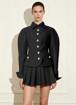 スカラッププラケットレッグオブマトンブレザー - ブラック