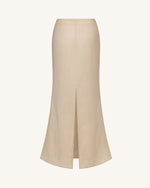 リネンコード刺繍マキシスカート - ナチュラル