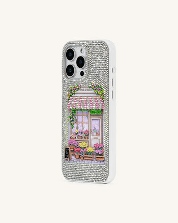 Ellie フローラルショップスマホケース - マルチホワイト