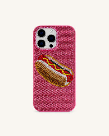 ホットドッグスマホケース - ピンクマルチ