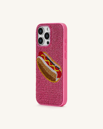 ホットドッグスマホケース - ピンクマルチ