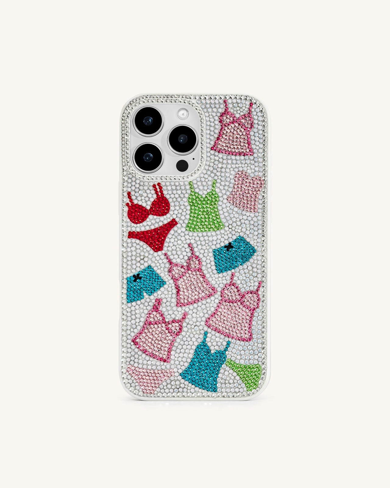 ランジェリー柄 人工クリスタル スマホケース - マルチカラー