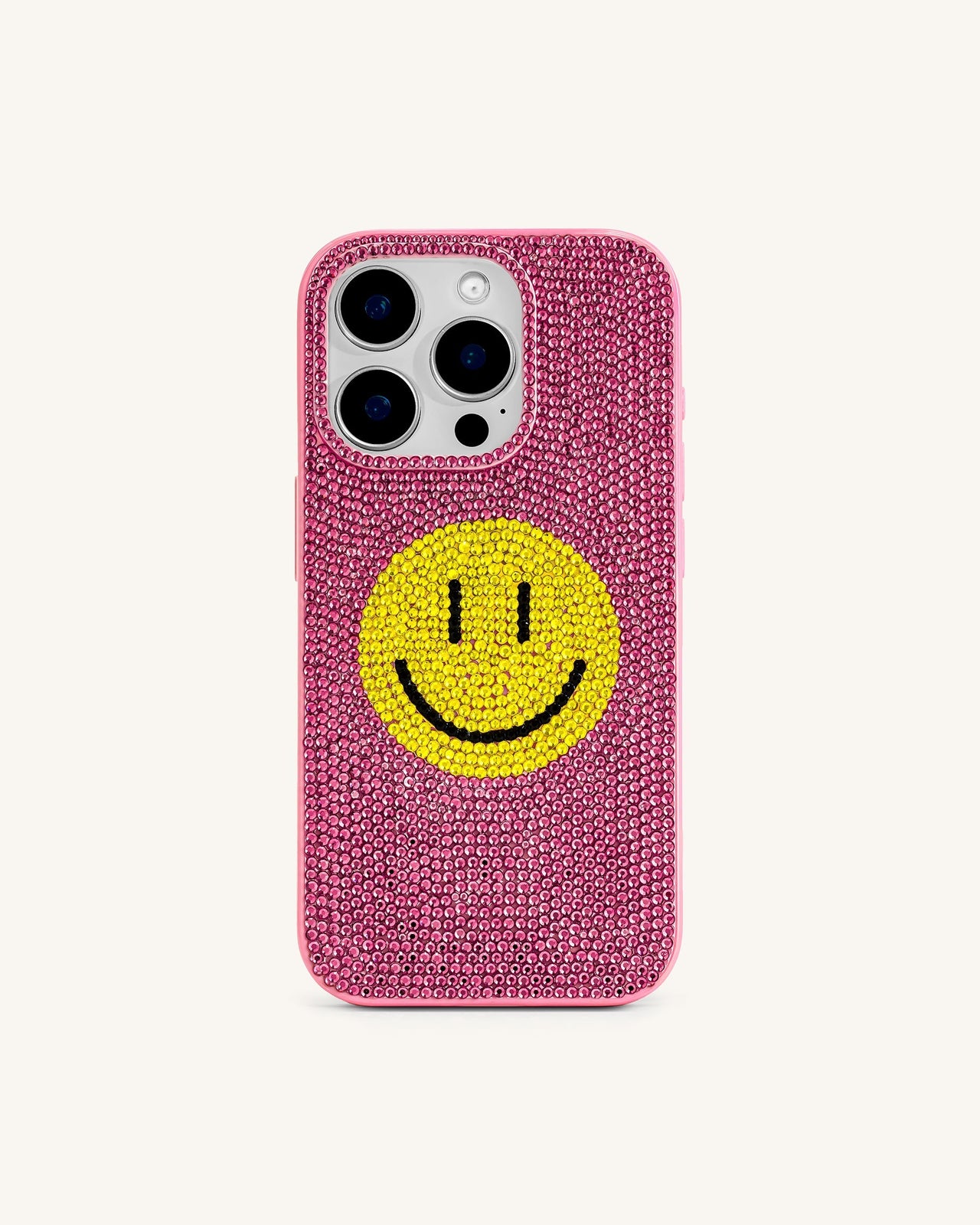 スマイリー人工クリスタルフォンケース - ピンク
