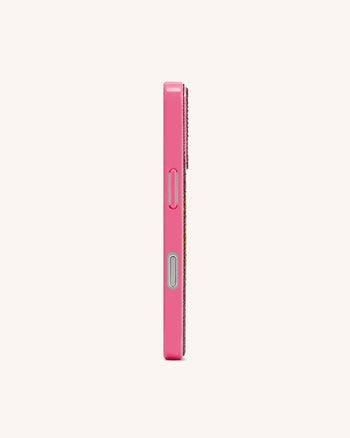 スマイルフェイス アーティフィシャルクリスタル フォンケース - ピンク