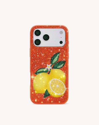 レモン フェイククリスタル スマホケース - オレンジ
