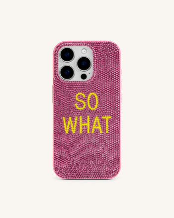 So What ラインストーン スマホケース - ピンク
