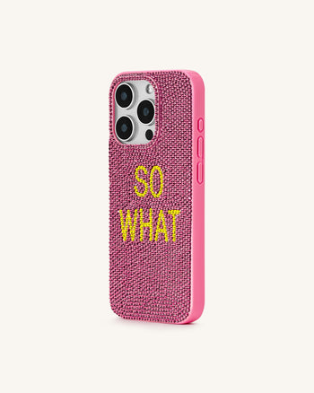 So What ラインストーン スマホケース - ピンク