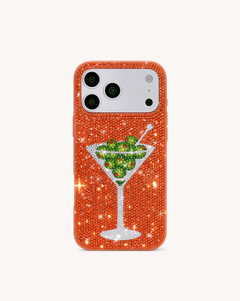 Olive マティーニ 人工クリスタル スマホケース - オレンジ