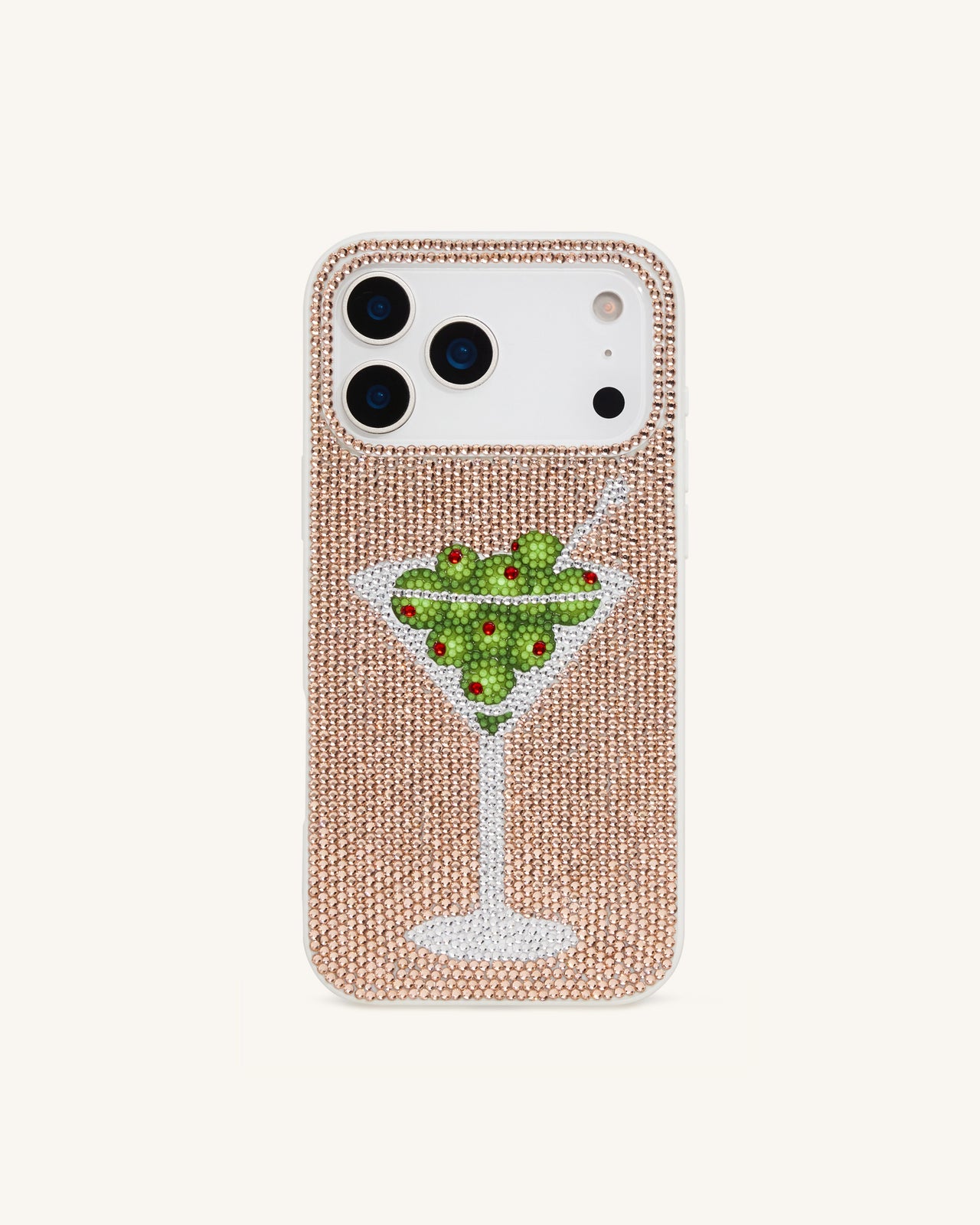Olive マティーニ ラインストーンフォンケース - ゴールド
