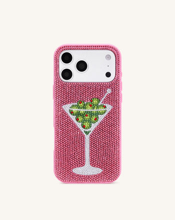 Olive マティーニ 人工クリスタル スマホケース - ピンク