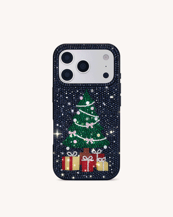 クリスマスツリー キラキラ スマホケース - ブラック