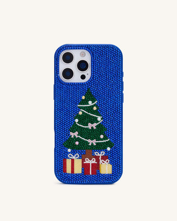 クリスマスツリー キラキラ スマホケース - コバルトブルー