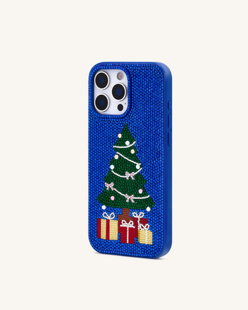 クリスマスツリー キラキラ スマホケース - コバルトブルー