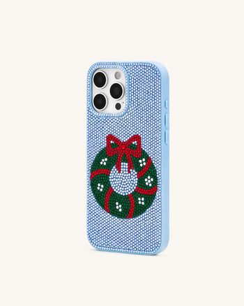 Holiday リース キラキラ スマホケース - ライトブルー