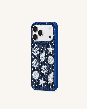 Ocean シェル 人工クリスタル スマホケース - ブルー