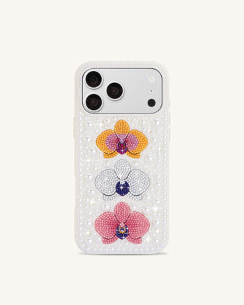 Pearl オーキッドフローラル スマホケース - ホワイト