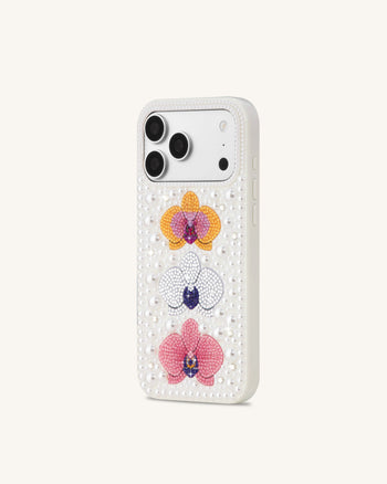Pearl オーキッドフローラル スマホケース - ホワイト