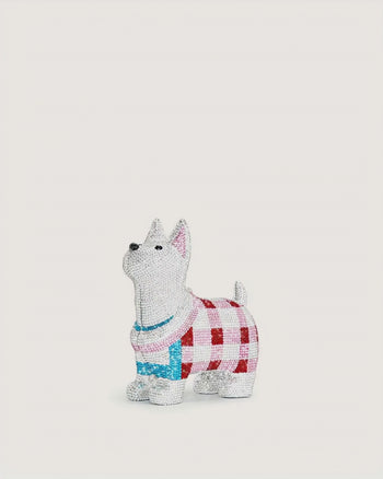 Eden 子犬形フェイククリスタルクラッチ - ホワイト